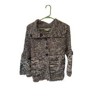 Vintage y2k Carducci Womens Size Large 3/4 Bell Sleeve Cardigan Sweater black Wh